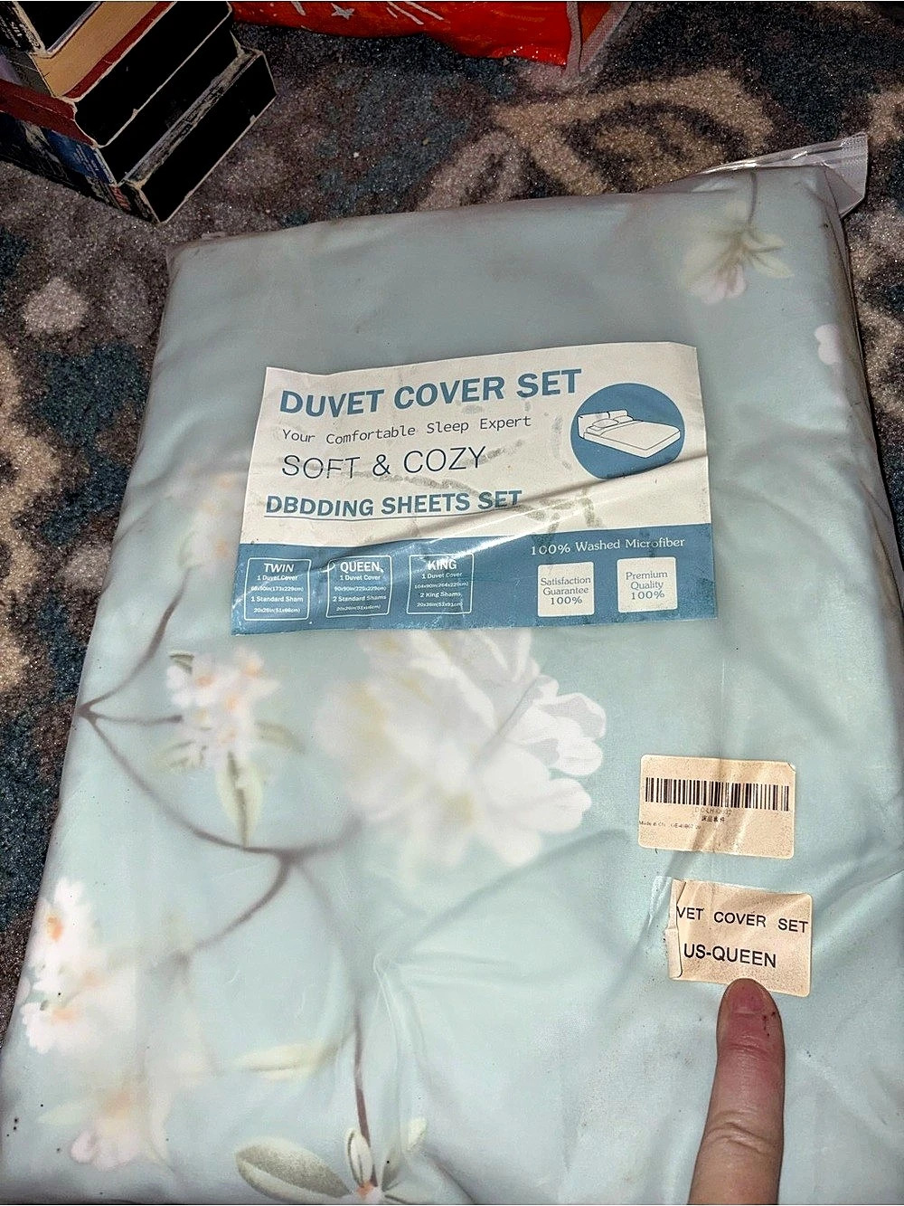Soft & Cozy Floral Duvet Cover Set Blue